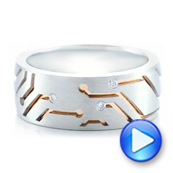 18k Rose Gold And Platinum 18k Rose Gold And Platinum Custom Two-tone Diamond Men's Band - Video -  102593 - Thumbnail