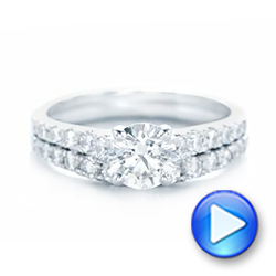  14K Gold Custom Diamond Engagement And Wedding Ring Set - Video -  102595 - Thumbnail