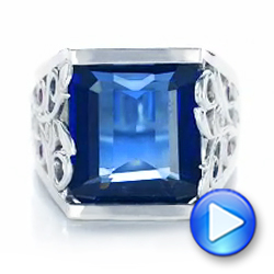 18k White Gold 18k White Gold Custom Blue Sapphire Ruby And Diamond Fashion Ring - Video -  102596 - Thumbnail