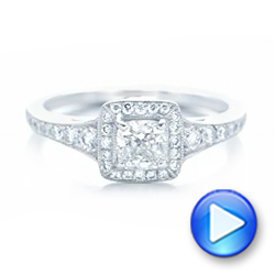  Platinum Platinum Custom Diamond Halo Engagement Ring - Video -  102597 - Thumbnail