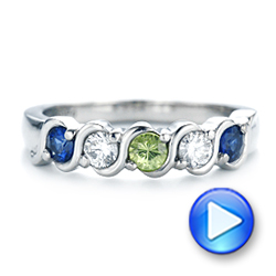 Custom Peridot Blue Sapphire And Diamond Anniversary Band - Video -  102602 - Thumbnail