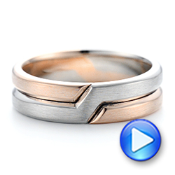 14k Rose Gold And Platinum 14k Rose Gold And Platinum Two-tone Men's Wedding Band - Video -  102603 - Thumbnail