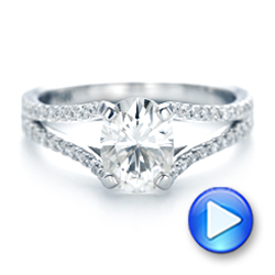 14k White Gold Custom Diamond Engagement Ring - Video -  102604 - Thumbnail