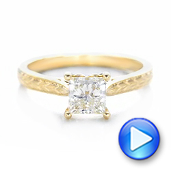 14k Yellow Gold Custom Solitaire Diamond Engagement Ring - Video -  102605 - Thumbnail