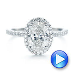 14k White Gold 14k White Gold Custom Oval Diamond And Halo Engagement Ring - Video -  102607 - Thumbnail