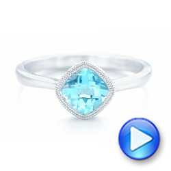 18k White Gold 18k White Gold Solitaire Blue Topaz Ring - Video -  102616 - Thumbnail