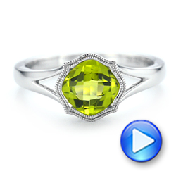  Platinum Platinum Solitaire Peridot Ring - Video -  102635 - Thumbnail