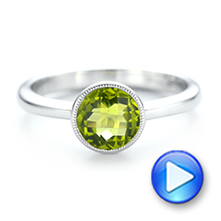 14k White Gold Bezel Set Peridot Ring - Video -  102636 - Thumbnail