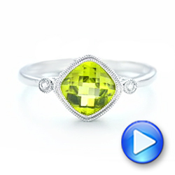 18k White Gold 18k White Gold Peridot And Diamond Ring - Video -  102637 - Thumbnail