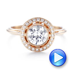 14k Rose Gold 14k Rose Gold Diamond Halo Engagement Ring - Video -  102673 - Thumbnail