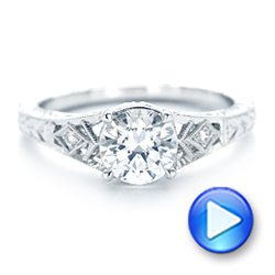 18k White Gold Three-stone Diamond Engagement Ring - Video -  102674 - Thumbnail