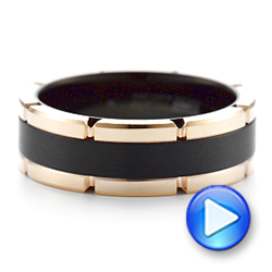 Black And Rose Tungsten Carbide Wedding Band - Video -  102683 - Thumbnail