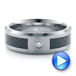 Tungsten And Black Carbon Fiber Diamond Men's Band - Video -  102684 - Thumbnail