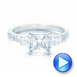  Platinum Custom White Sapphire And Diamond Engagement Ring - Video -  102687 - Thumbnail