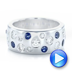  Platinum Platinum Custom Blue Sapphire And Diamond Wedding Band - Video -  102697 - Thumbnail