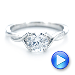 14k White Gold Petite Twist Solitaire Engagement Ring - Video -  102702 - Thumbnail