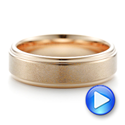 Rose Tungsten Carbide Step Edge Comfort Fit Band With Satin Center And Bright Polish Edges - Video -  102716 - Thumbnail