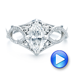 14k White Gold 14k White Gold Custom Marquise Diamond Engagement Ring - Video -  102731 - Thumbnail