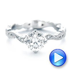  Platinum Custom Diamond And Hand Engraved Engagement Ring - Video -  102736 - Thumbnail