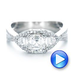  Platinum Custom Five Stone And Diamond Halo Engagement Ring - Video -  102738 - Thumbnail