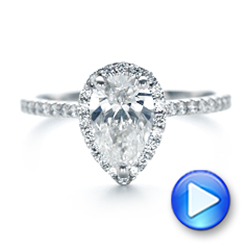  Platinum Platinum Custom Pear Shaped Diamond And Halo Engagement Ring - Video -  102743 - Thumbnail