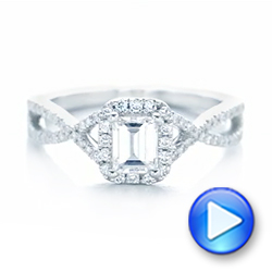  Platinum Custom Diamond Halo Engagement Ring - Video -  102751 - Thumbnail