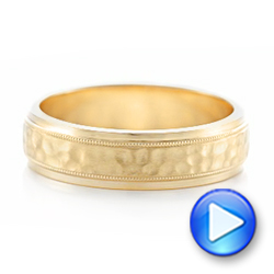 18k Yellow Gold 18k Yellow Gold Custom Men's Hammered Wedding Band - Video -  102760 - Thumbnail