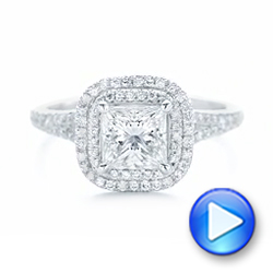 18k White Gold 18k White Gold Custom Diamond Halo Engagement Ring - Video -  102771 - Thumbnail