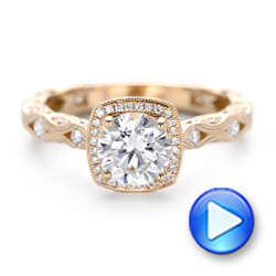 14k Rose Gold Custom Diamond In Filigree Engagement Ring - Video -  102786 - Thumbnail