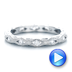 18k White Gold 18k White Gold Diamond In Filigree Wedding Band - Video -  102787 - Thumbnail