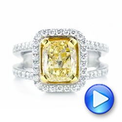  Platinum And 14K Gold Custom Two-tone Yellow And White Diamond Engagement Ring - Video -  102794 - Thumbnail