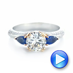  Platinum And Platinum Platinum And Platinum Custom Two-tone Blue Sapphire And Diamond Engagement Ring - Video -  102795 - Thumbnail