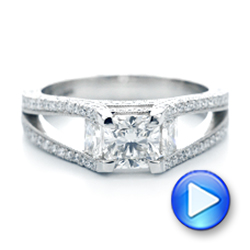 14k White Gold 14k White Gold Custom Pave Diamond Engagement Ring - Video -  102796 - Thumbnail