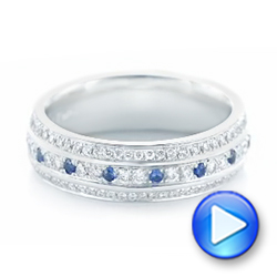 18k White Gold 18k White Gold Custom Blue Sapphire And Diamond Eternity Wedding Band - Video -  102798 - Thumbnail