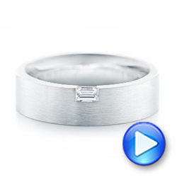 14k White Gold 14k White Gold Custom Brushed Diamond Men's Band - Video -  102799 - Thumbnail