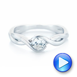  14K Gold Custom Solitaire Diamond Engagement Ring - Video -  102800 - Thumbnail