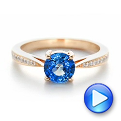 14k Rose Gold Custom Blue Sapphire And Diamond Engagement Ring - Video -  102801 - Thumbnail