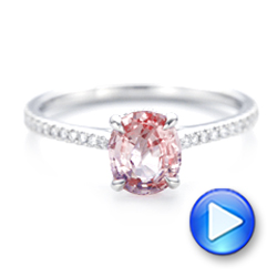 14k White Gold Custom Pink Sapphire And Diamond Engagment Ring - Video -  102805 - Thumbnail