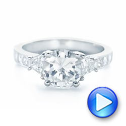 14k White Gold 14k White Gold Custom Three Stone Diamond Engagement Ring - Video -  102807 - Thumbnail