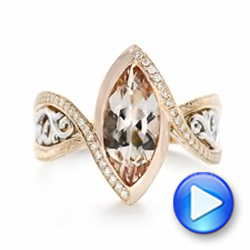 14k Rose Gold And Platinum 14k Rose Gold And Platinum Custom Two-tone Morganite And Diamond Engagement Ring - Video -  102808 - Thumbnail