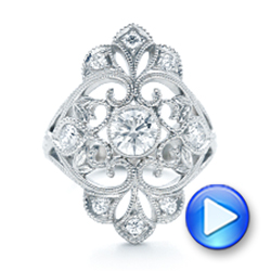 14k White Gold 14k White Gold Custom Vintage Diamond Engagement Ring - Video -  102810 - Thumbnail