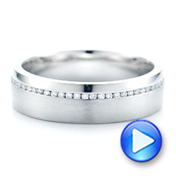 18k White Gold 18k White Gold Custom Brushed Diamond Men's Wedding Band - Video -  102812 - Thumbnail