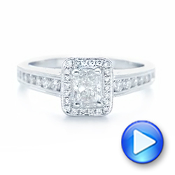 14k White Gold 14k White Gold Custom Diamond Halo Engagement Ring - Video -  102813 - Thumbnail