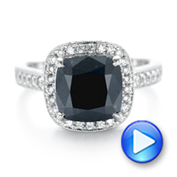  Platinum Platinum Custom Black Diamond Halo Engagement Ring - Video -  102814 - Thumbnail