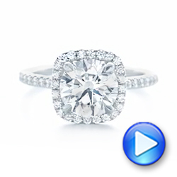 18k White Gold 18k White Gold Diamond Halo Engagement Ring - Video -  102820 - Thumbnail