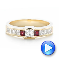 18k Yellow Gold 18k Yellow Gold Custom Ruby And Diamond Fashion Ring - Video -  102830 - Thumbnail