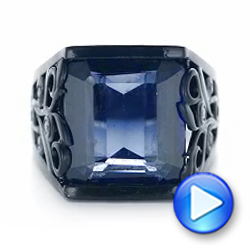  Platinum Platinum Custom Black Ceramic Plated Sapphire Ruby And Diamond Fashion Ring - Video -  102847 - Thumbnail