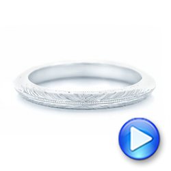 14k White Gold 14k White Gold Custom Hand Engraved Wedding Band - Video -  102853 - Thumbnail