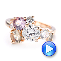 18k Rose Gold 18k Rose Gold Custom Cluster Set Diamond And Sapphire Engagement Ring - Video -  102855 - Thumbnail