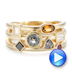 14k Yellow Gold Custom Multi-color Gemstones Engagement Ring - Video -  102857 - Thumbnail